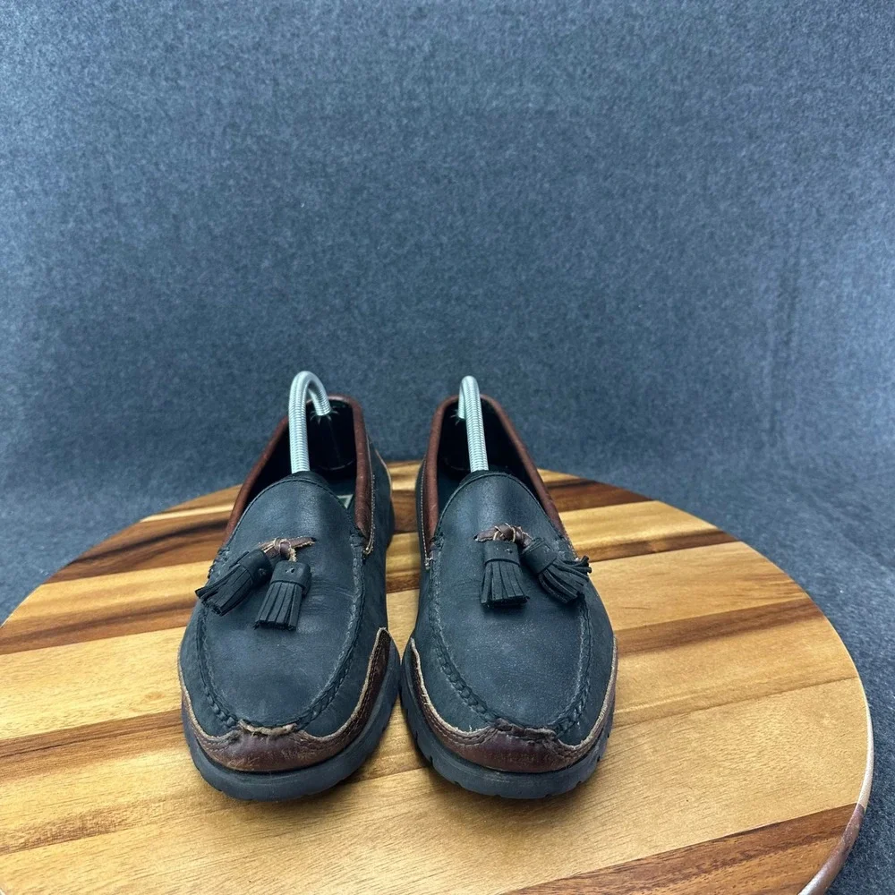 Cole Haan Mens Tassel Loafers Maine USA Leather Vibram Lug Sole Brown 10.5D